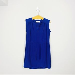 AMANDA UPRICHARD WOMEN’S BLUE SILK TIE-WAIST DRESS S